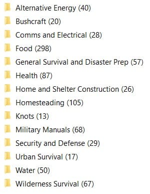 Survival books folder list