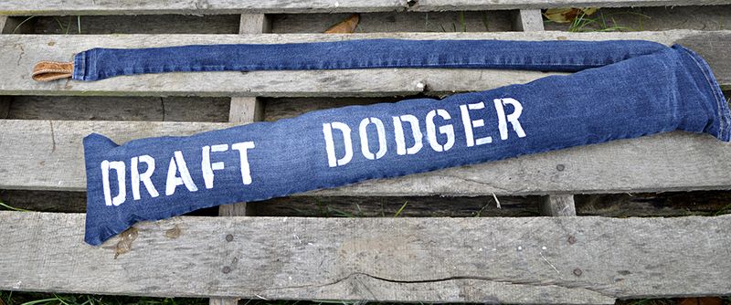 An upcycled draft excluder made from old jeans to keep more heat in your home