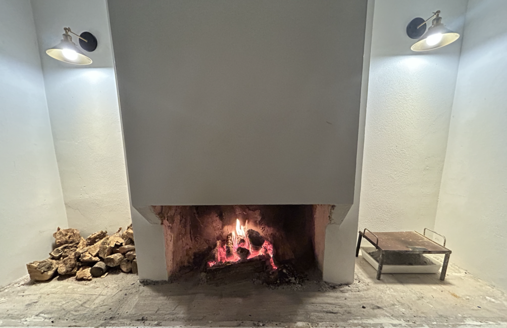 DIY fireplace in a living room