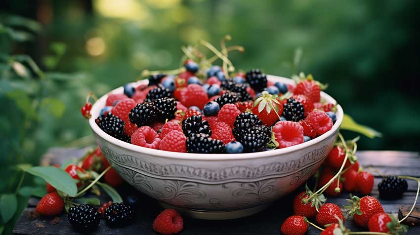 Bowl of berries for jam making
