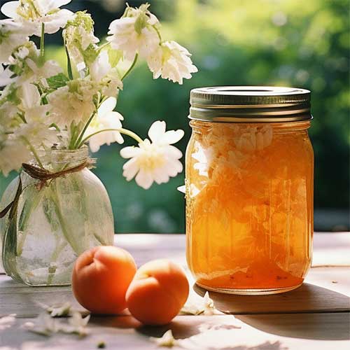 Jar of peach jam