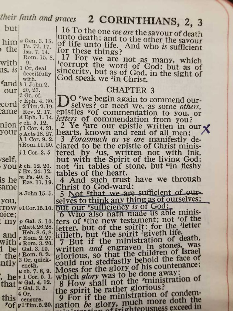 2 Corinthians 3:5 KJV - Self Sufficiency in the bible